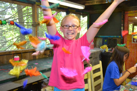 basket making at summer camp for girls