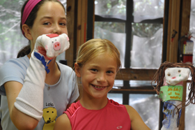 making puppets at summer camp for girls at illahee