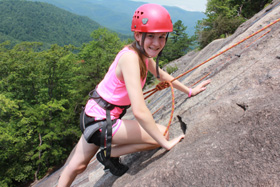 climbing for girls at summer camp illahee