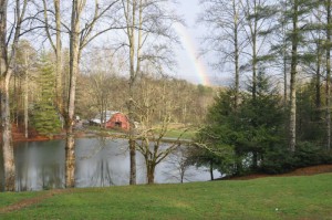 Rainbow over the barn and pastures at Illahee Girls Camp