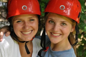 Sparks enjoy the high ropes course at Camp Illahee Summer Camp for Girls