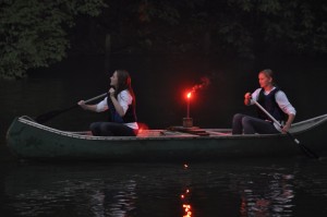 Heading out for Canoe Formation at Illahee girls camp.