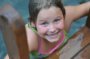 girls swims at camp