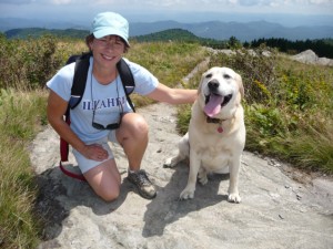 Laurie and Newton pause for a rest stop on the Art Loeb Trail in Pisgah.