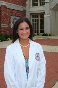 Kim Manek in her white lab coat.