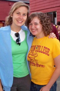 Laura Beverly and Kelly Connolly reunited at the Notre Dame Boston College game.