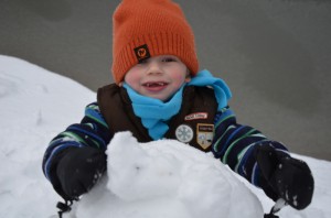 Ezra Greene Enjoyed an early December Snow which was perfect for building a snowman.