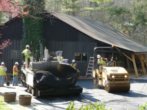 Paving Camp Illahee in front of the dining hall