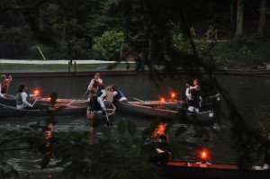 Camp Illahee summer camp for girls canoe formation.