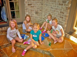 Five girls enjoy refreshments in Atlanta.