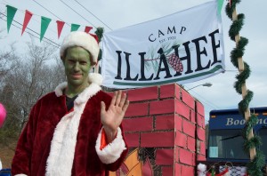 Site Manager Vincent makes a good grinch ion the Illahee float for the Brevard Christmas parade!