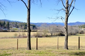 HAnnah Ford farmw tih mountains in the distance.