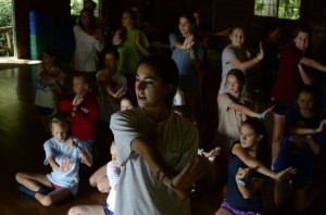 An Illahee Camp Counselor teaches a dance routine.