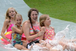Camp Illahee campers and counselors love an afternoon at the slip and slide!