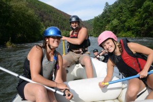 Janna, Turner and Gardner in a raft on the Ocoee River in Tennessee.