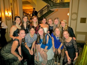 A group of Illahee girls pose with Daniela at her wedding reception.