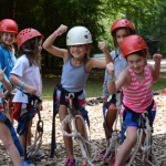 Junior campers gear up for the zipline