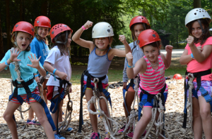 Junior campers gear up for the zipline