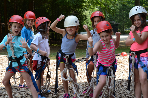 Junior campers gear up for the zipline