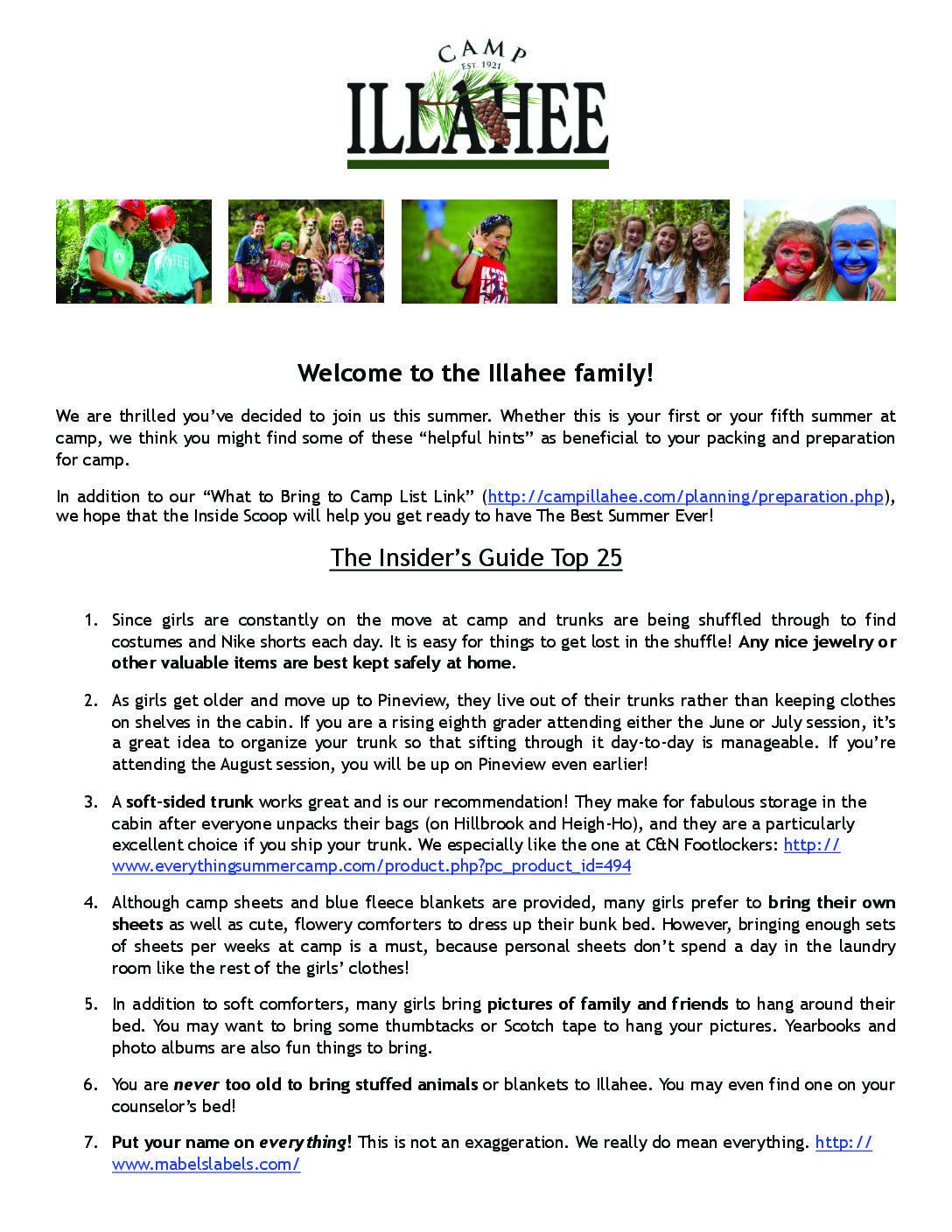 Insiders Guide to Illahee - Camp Illahee Girls Summer Camp