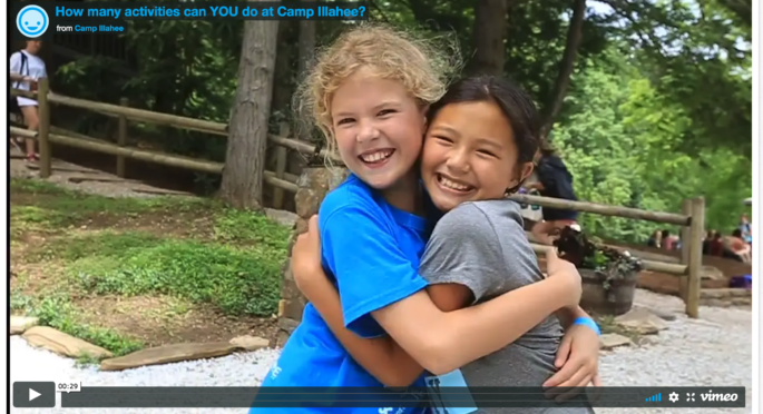 2 Girls Hug at the end of an activity movie.