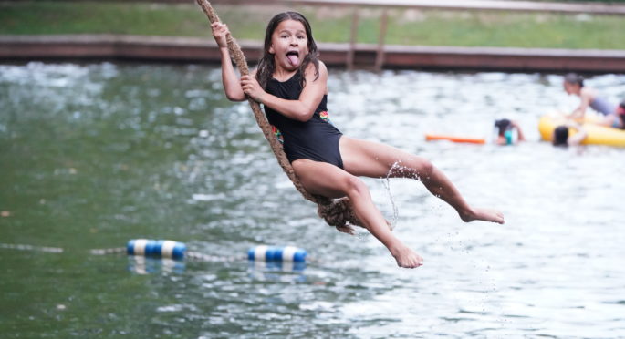 Camper faces are the best on the Tarzan Swing!